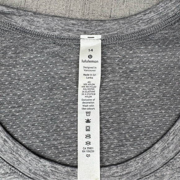 Lululemon Swiftly Tech 2.0 Short Sleeve Shirt Slate Gray Size 14 NWT - Picture 10 of 12